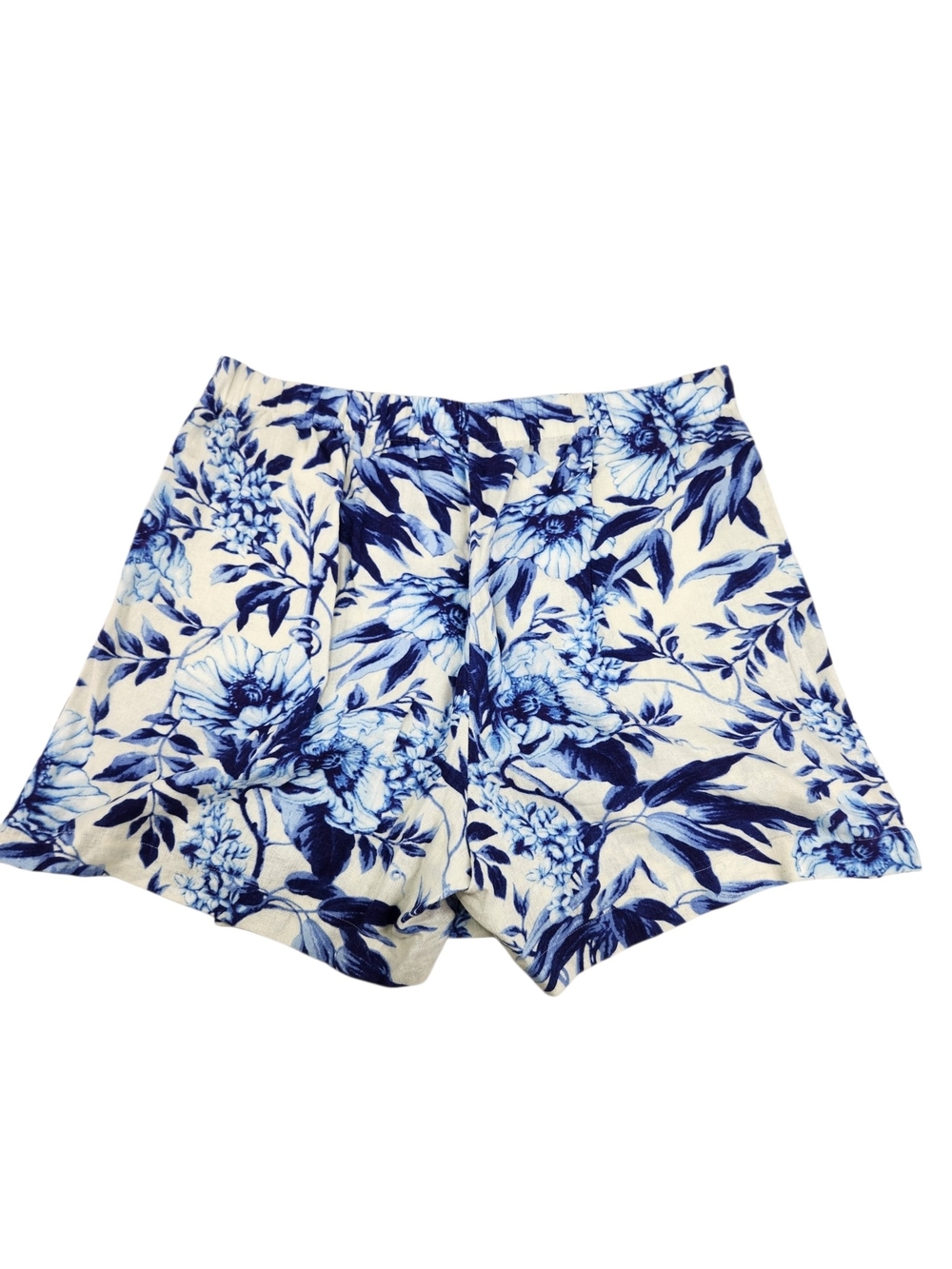 Ellen Tracy Blue Floral Wrap Skort Large Pockets Elastic Waistband Linen Blend - Picture 8 of 14